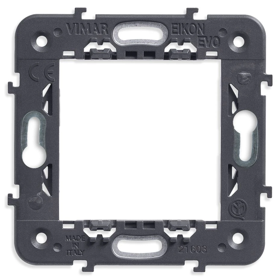 Vimar Eikon 2-Module Mounting Frame, Without Screws, For 60 mm Fixing Centres or 56x56 mm Box, 71 mm Distance Between Centres