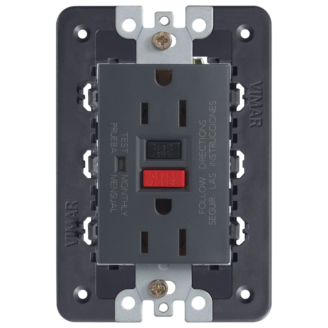 Vimar Eikon Double 2P+E USA Socket Outlet, GFCI, 15A 125V, 60 Hz
