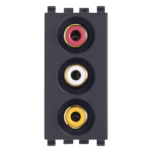 Vimar Eikon 3 RCA Socket Outlet, IP20, Screw Terminals, Flush Mount