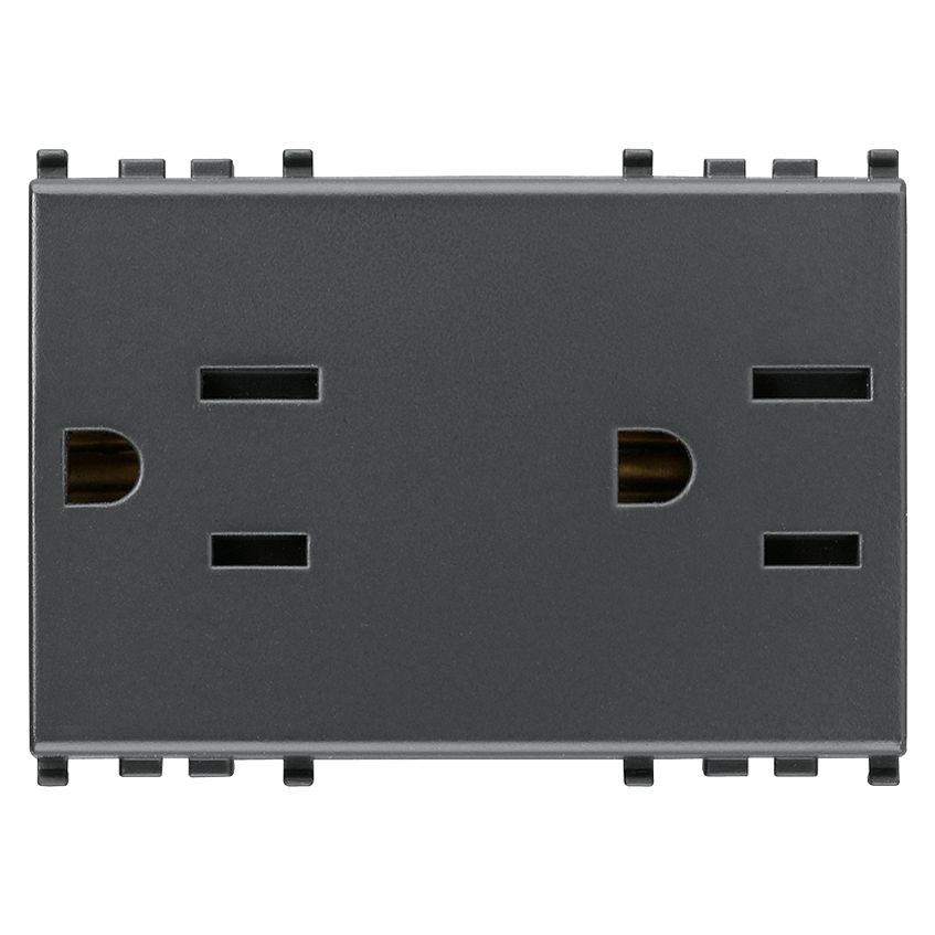 Vimar Eikon Double USA+SASO SICURY Socket Outlet, 2P+E, 15A, 127V, 3 Modules, Flush Mount, IP20