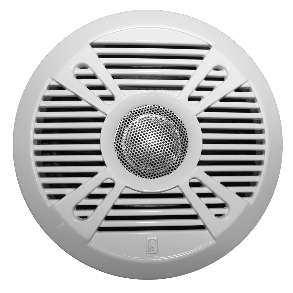 Poly-Planar - MA-7050 5" 160 Watt Speakers - White/Grey Grill Covers