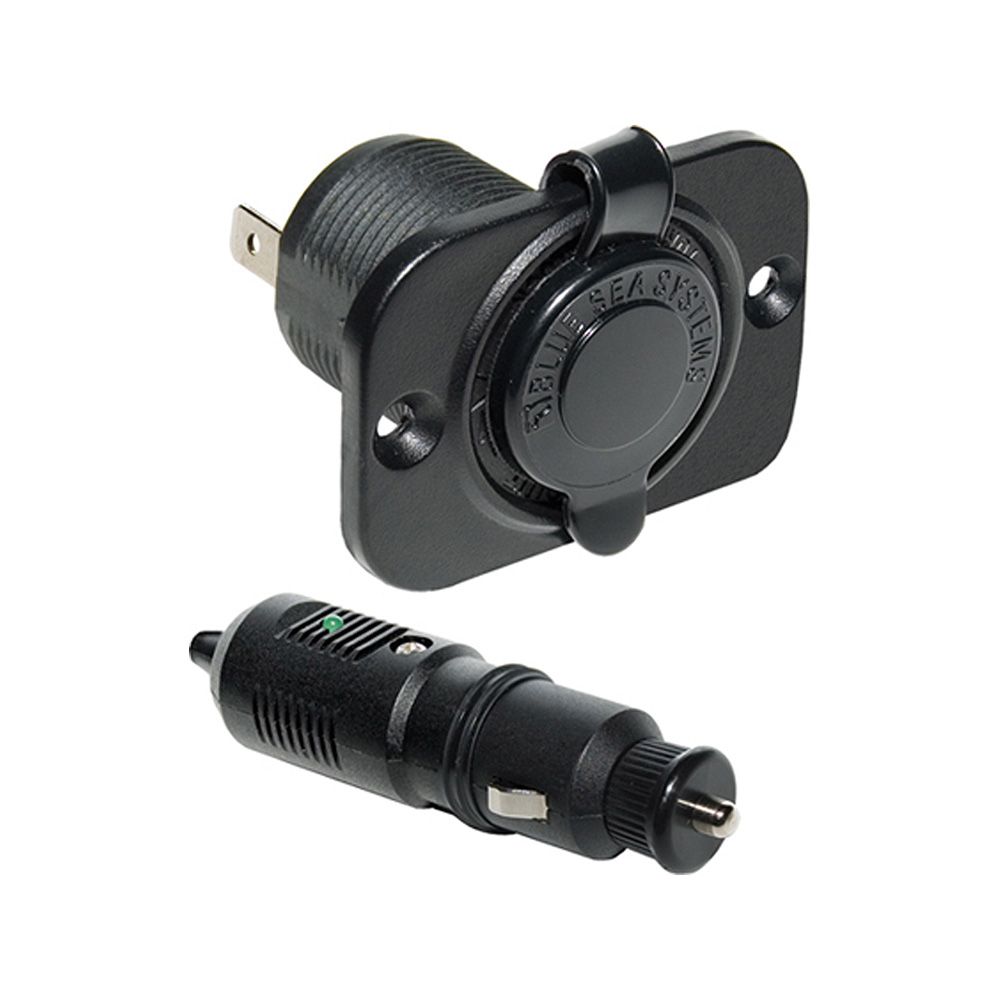 Blue Sea Systems 12V DC Plug with Dash Socket, 10A Fuse, Twist-Lock, Watertight Cap