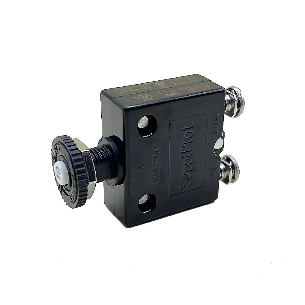 Blue Sea Systems Push Button Reset Only Screw Terminal Circuit Breaker, 32V DC, Panel Mount, #8 Screw Terminal, Thermal Trip, Ignition Protected