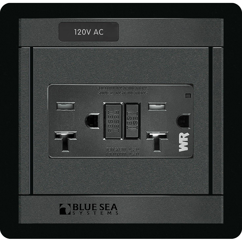 Blue Sea Systems 360 Panel GFCI Dual Outlet, 20A, 120V AC