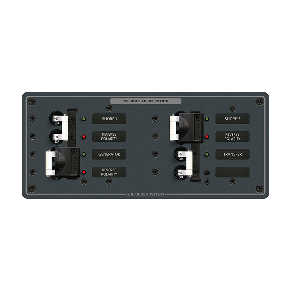 Blue Sea Systems AC 3 Sources Horizontal Circuit Breaker Panel, 120V AC, 50A Max