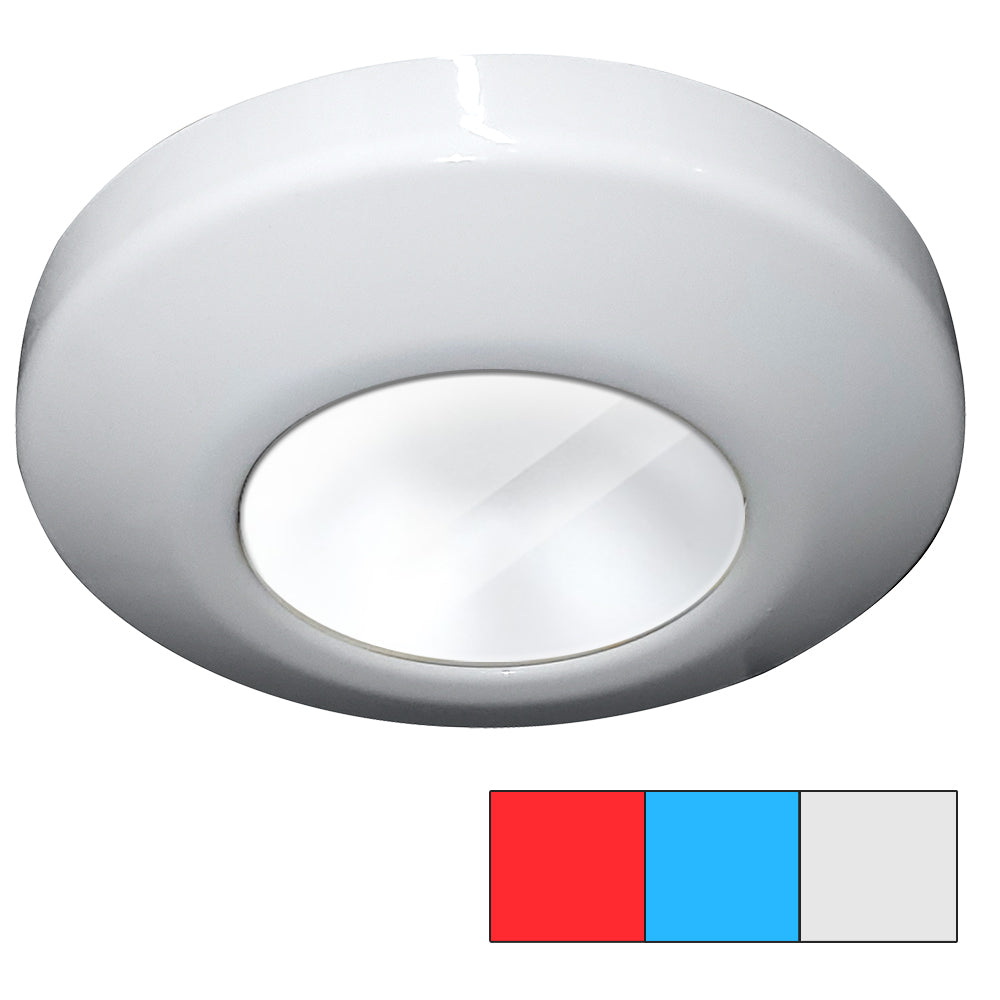 i2Systems Profile P1120 Tri-Light Surface-Mount LED Downlight, 9-30V DC, IP67, 3.48in Round, 0.72in Deep, 2-Wire Color Switching