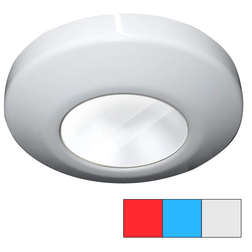 i2Systems Profile P1120 Tri-Light Surface-Mount LED Downlight, 9-30V DC, IP67, 3.48in Round, 0.72in Deep, 2-Wire Color Switching