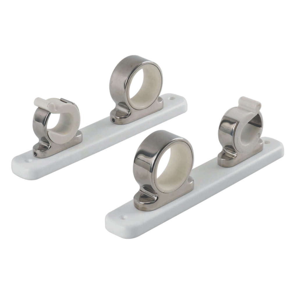 TACO Marine 2-Rod Hanger Rack, Polished Stainless Steel, White UV-Stabilized Poly Rack, 1-1/2 in x 9-1/8 in
