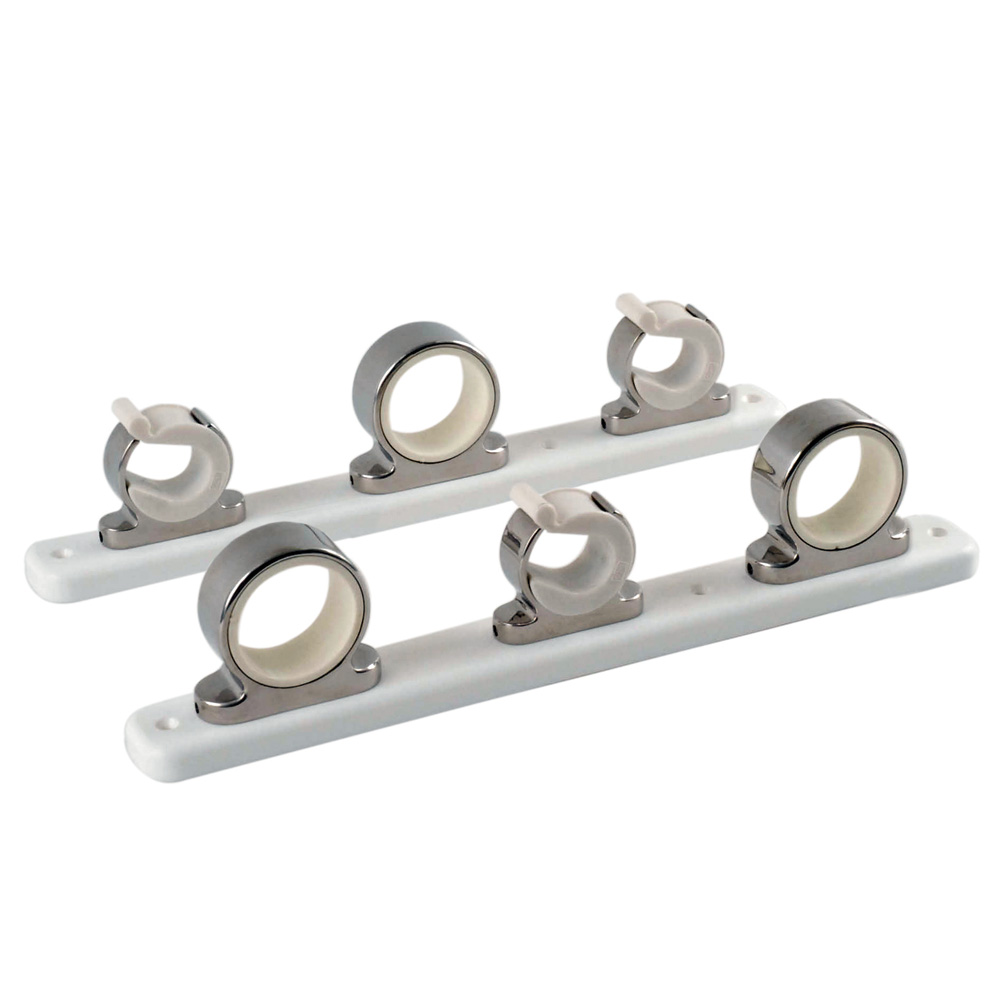 TACO Marine 3-Rod Hanger Rack, Polished SS316L, White Poly Rack