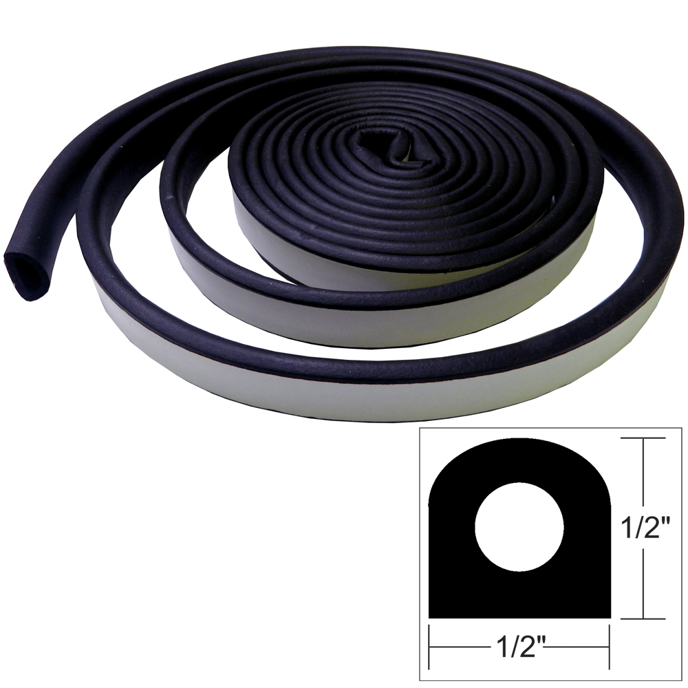 TACO Marine Weather Seal Tape, 10 ft x 1/2 in x 1/2 in, Black Rubber