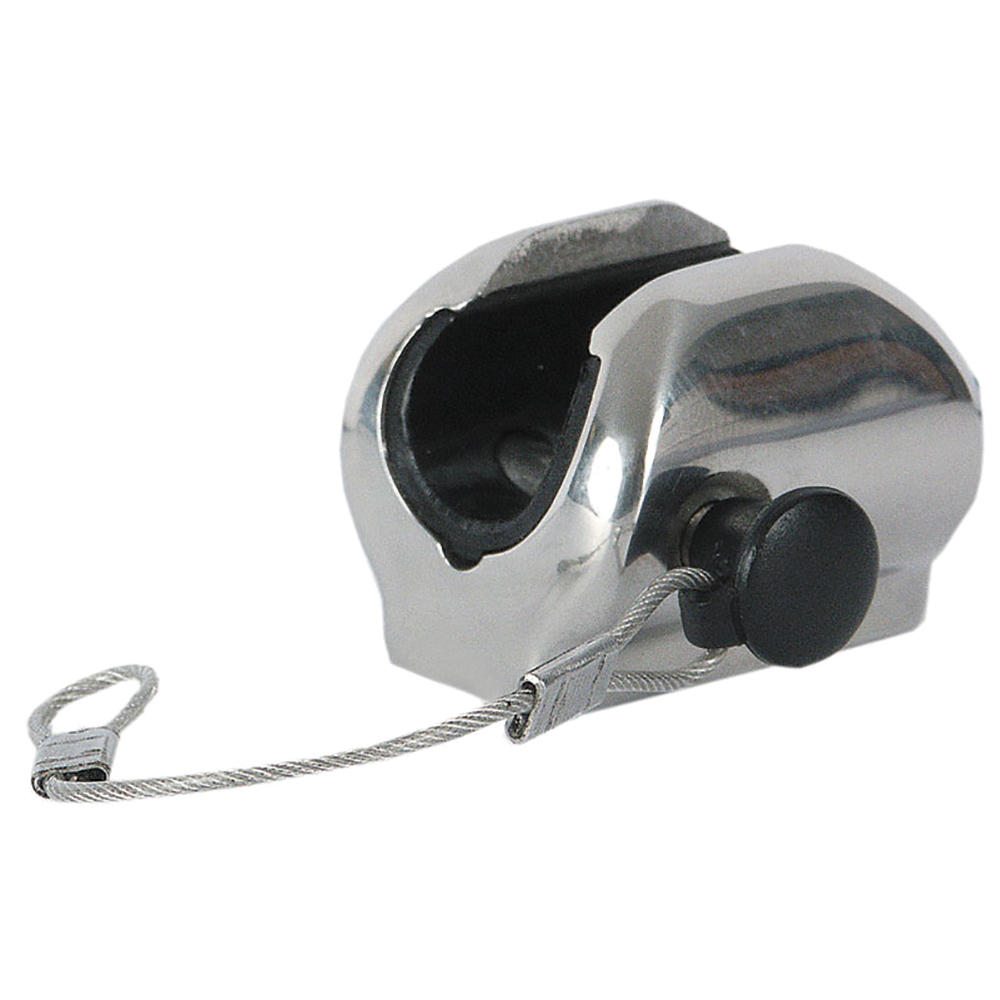 TACO Marine Ball & Socket Flat Deck Hinge, Pin & Lanyard, For 7/8 in Tube, SS316L