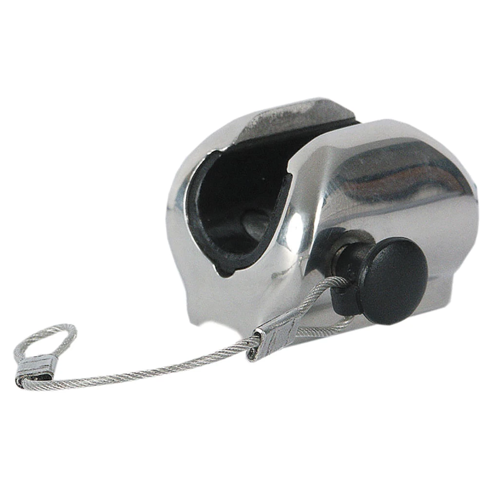 TACO Marine Ball & Socket Concave Deck Hinge with Pin & Lanyard, For 7/8 in O.D. Tube, Type-316L Polished Stainless Steel