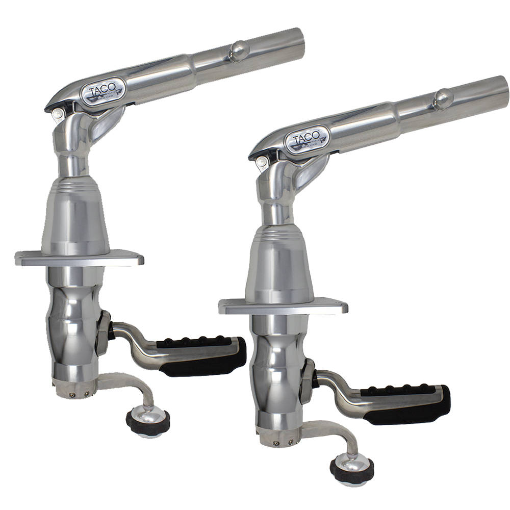TACO Marine Grand Slam 390XL Outrigger Top Mount, For 1-1/2 in Outriggers, Up to 4 in Tops, Type-316L SS, Machined Aluminum, Pair
