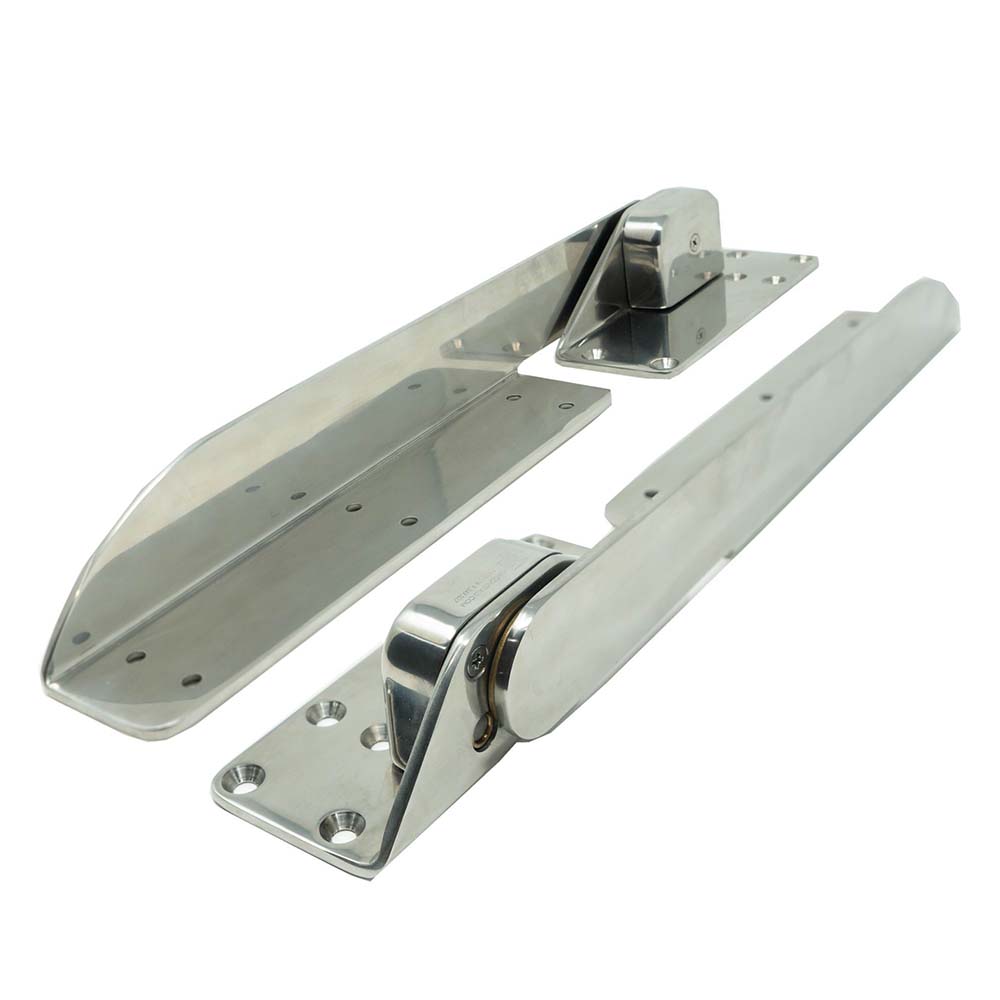 TACO Marine Command Ratchet Hinges, 18-1/2 in, Polished SS316L, 61.5 Degree Lock, Pair