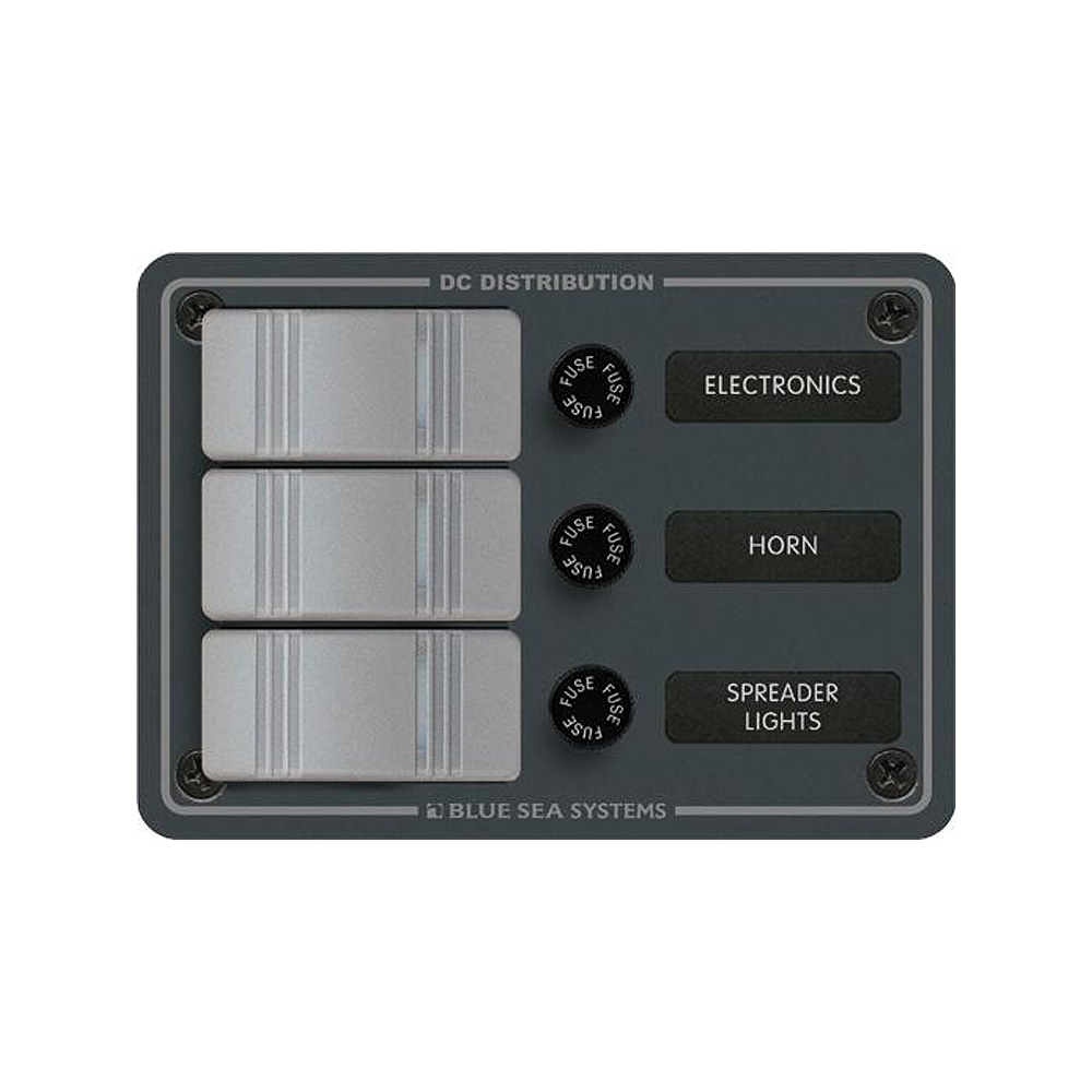 Blue Sea Systems Contura DC Switch Panel, Water Resistant, 12/24V DC, ON-OFF Switches, Slate Gray Finish