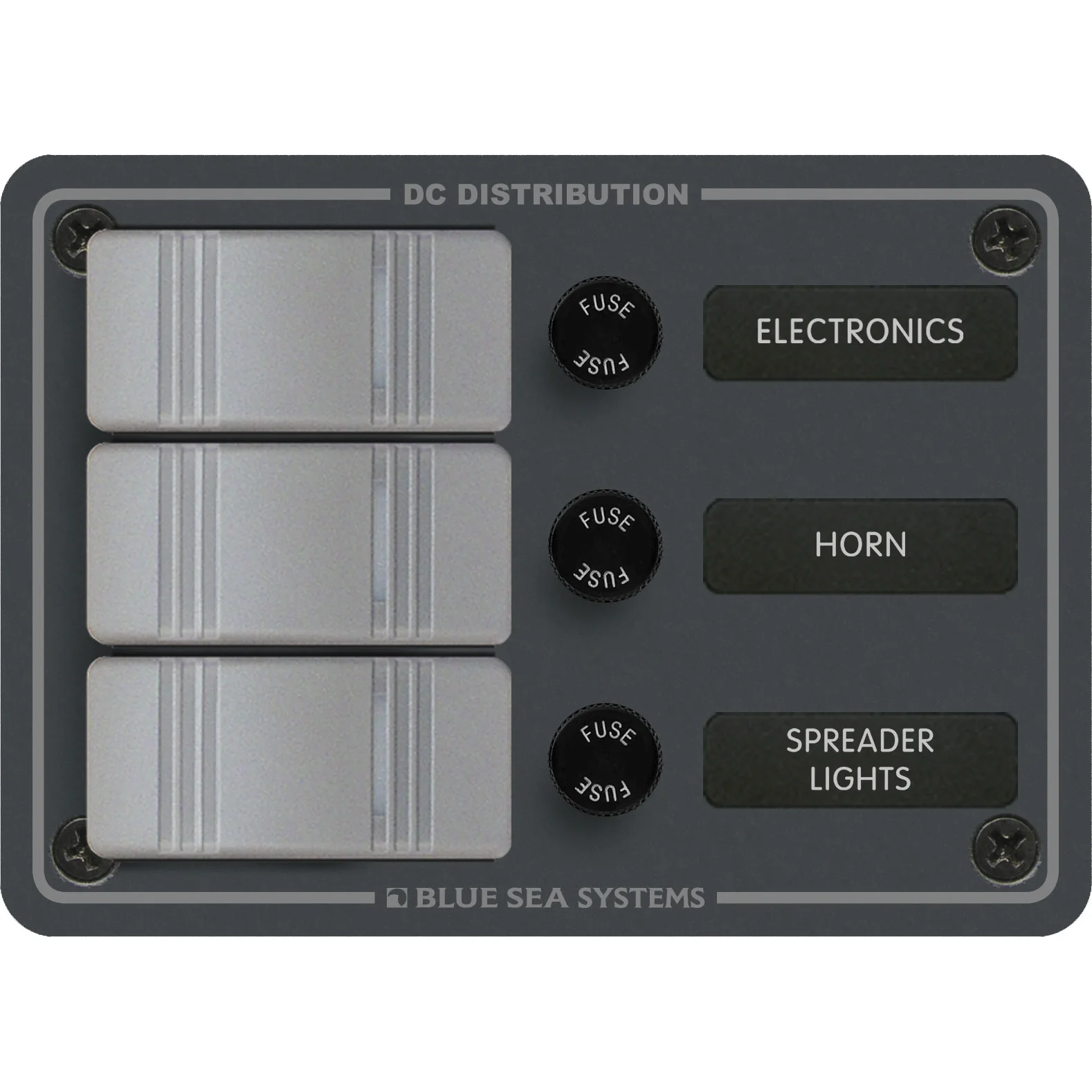 Blue Sea Systems Contura DC Switch Panel, Water Resistant, 12/24V DC, ON-OFF Switches, Slate Gray Finish