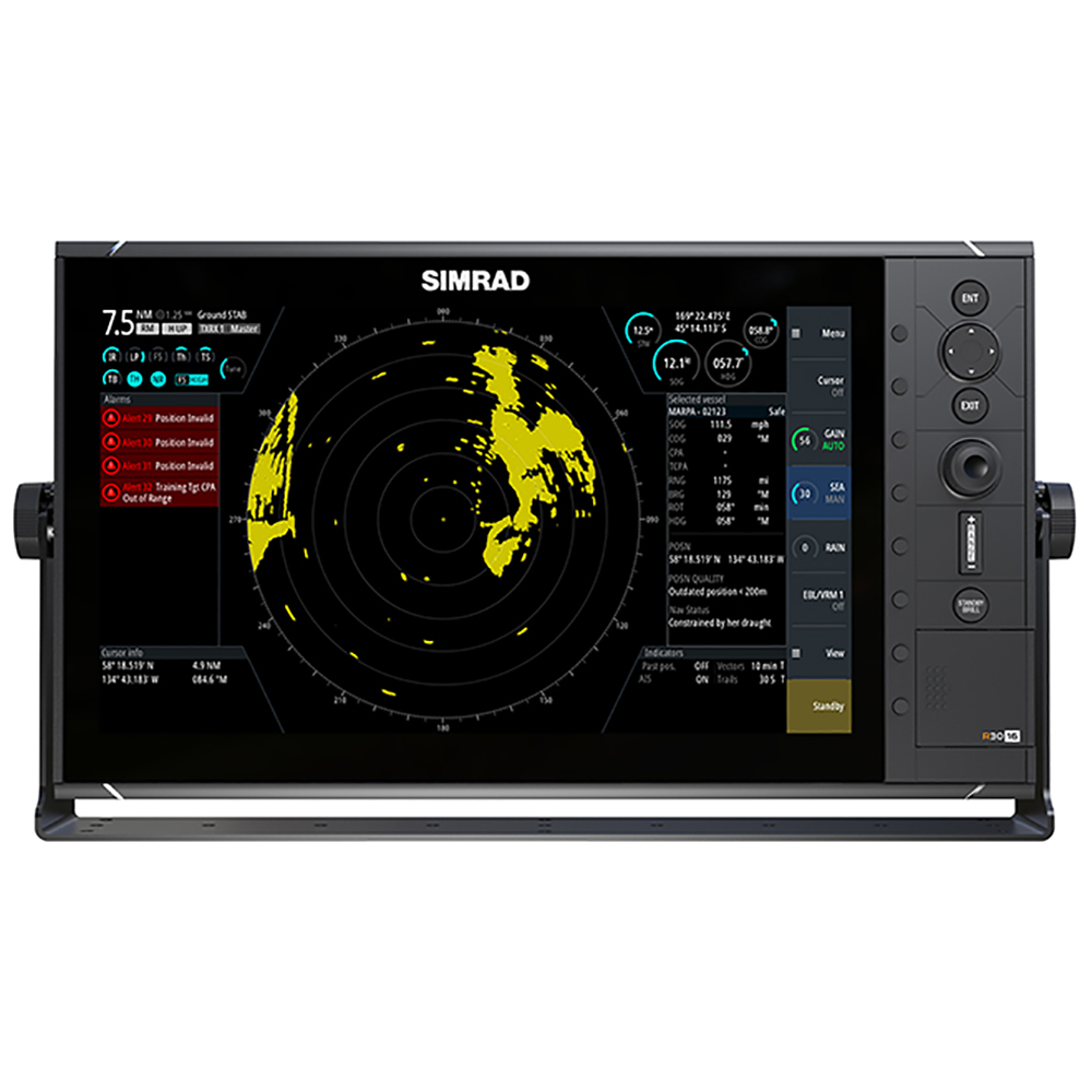 Simrad R3016 Radar Control Unit, For Halo Pulse Compression and Broadband 3G/4G and HD Digital Radars, 16in HD Widescreen Display, 12-24V DC, IPX6, NMEA 2000, NMEA 0183, Ethernet, HDMI
