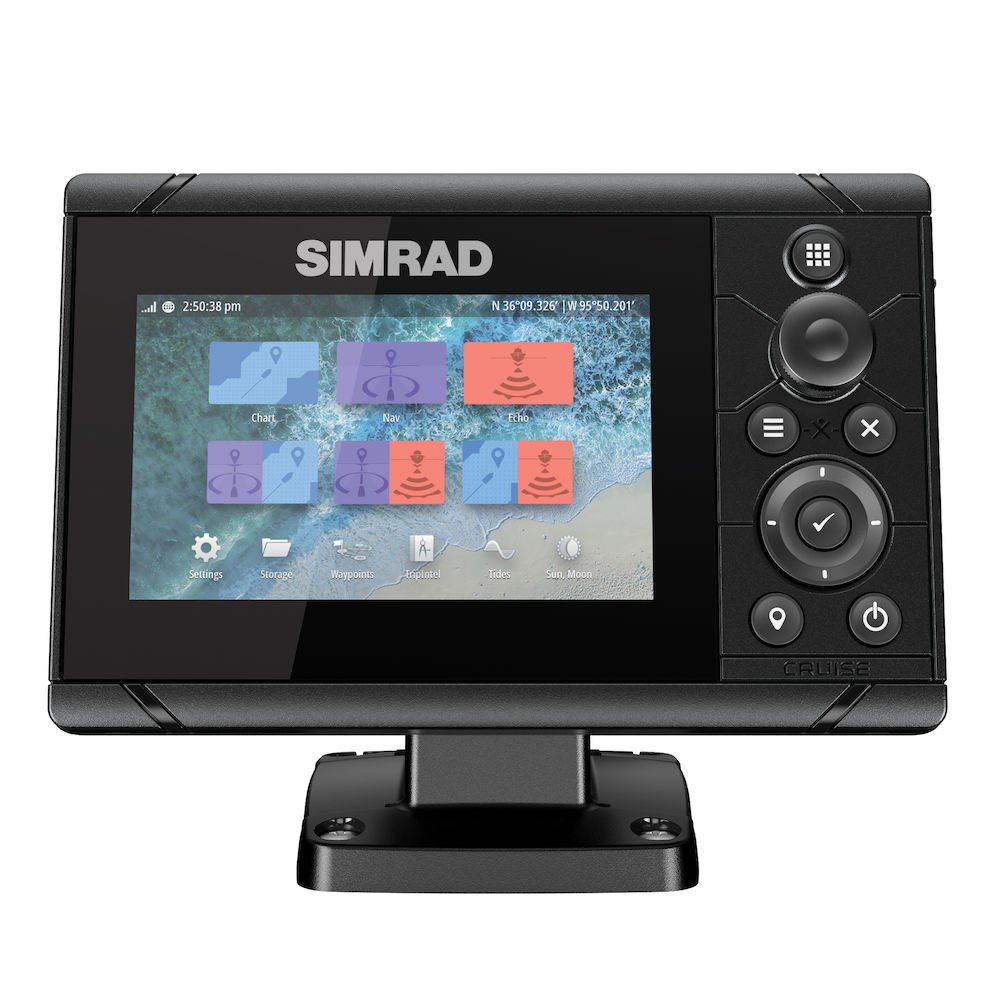 Simrad Cruise Chartplotter/Fishfinder Combo, C-MAP US Coastal Charts, 83/200 kHz Transom Mount Transducer