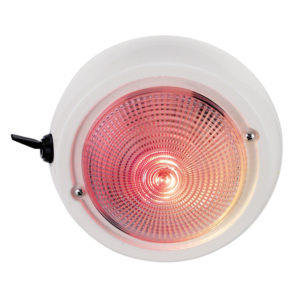 Perko 1263 Exterior Surface Mount Dome Light, 12V, Red and White Bulbs, Three-Position Toggle Switch