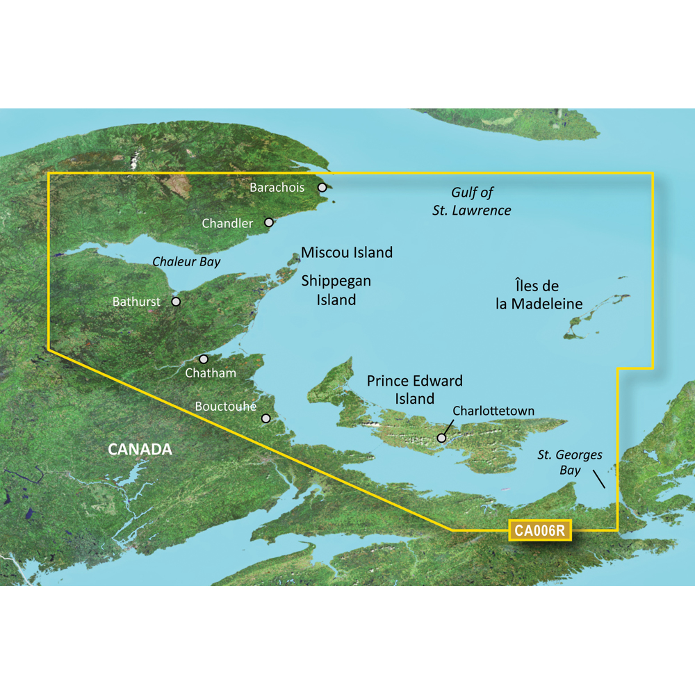Garmin BlueChart g3 Vision HD VCA006R Marine Chart, Prince Edward Island to Chaleur Bay, Auto Guidance, 1 ft Contours, Satellite Imagery, FishEye and MarinerEye 3D Views