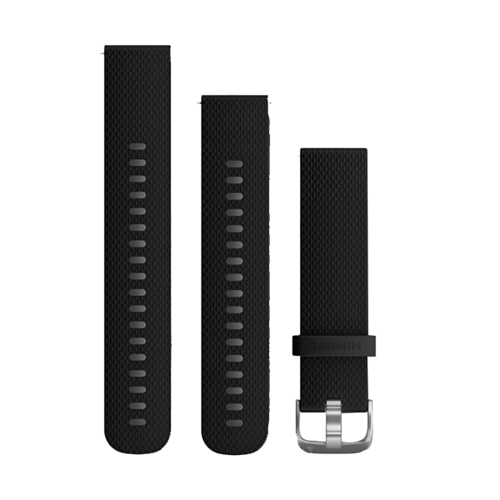 Garmin Quick Release 20 mm Watch Band, Black Silicone, Stainless Steel Hardware