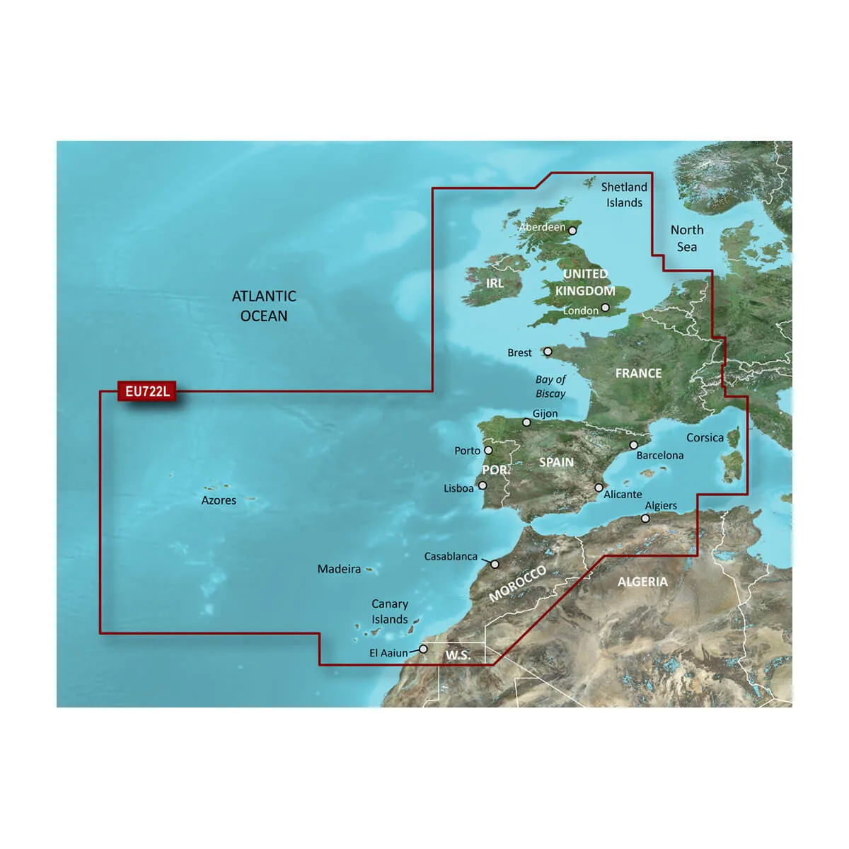 Garmin VEU722L Europe Atlantic Coast BlueChart g3 Vision Chart, Integrated Garmin/Navionics Data, Auto Guidance, 1 ft Contours