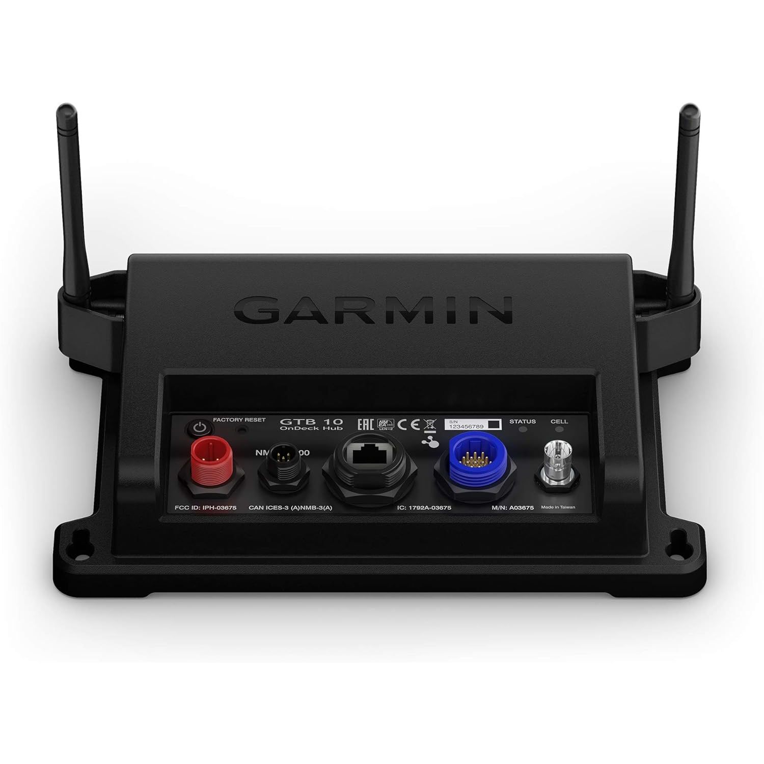 Garmin OnDeck GTB 10 Boat Monitoring System, Security Sensor Included, Temperature Sensor Included, Shore Power Sensor Included, Controls Up to 5 Switches, 3G/4G Cellular, NMEA 2000, 10-32V, IPX7, 48-Hour Battery Backup