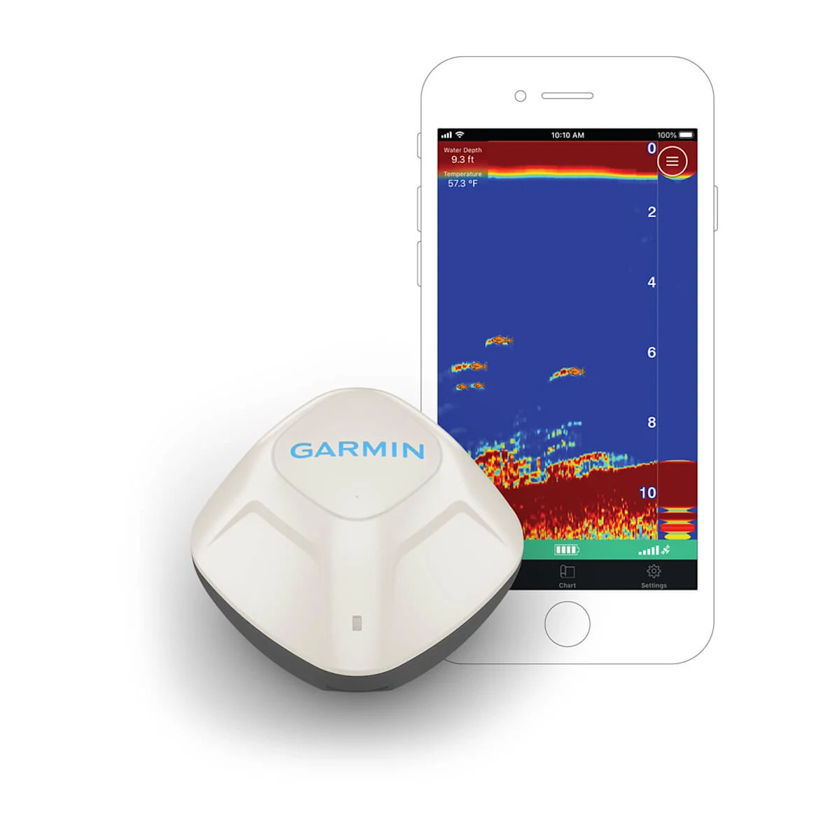 Garmin STRIKER Cast Castable Sonar, 200 ft Wireless Range, IPX7, 2-150 ft Depth, 10 hr Rechargeable Battery