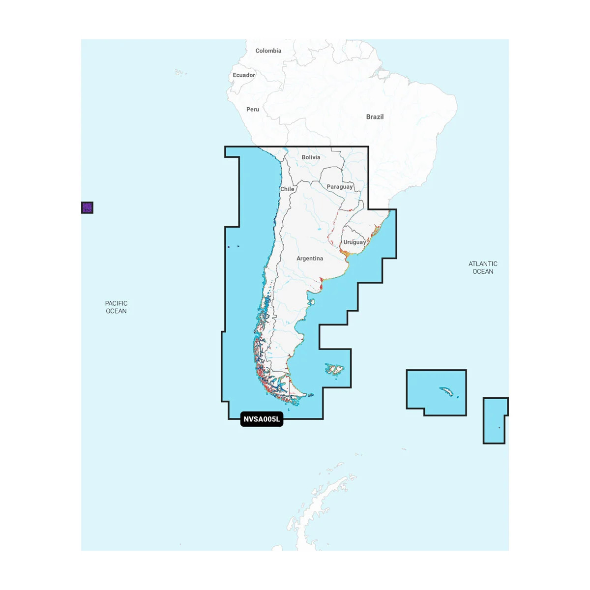 Garmin Navionics Marine Chart, For Garmin Chartplotters, Chile Argentina & Easter Island, 1-Year Subscription