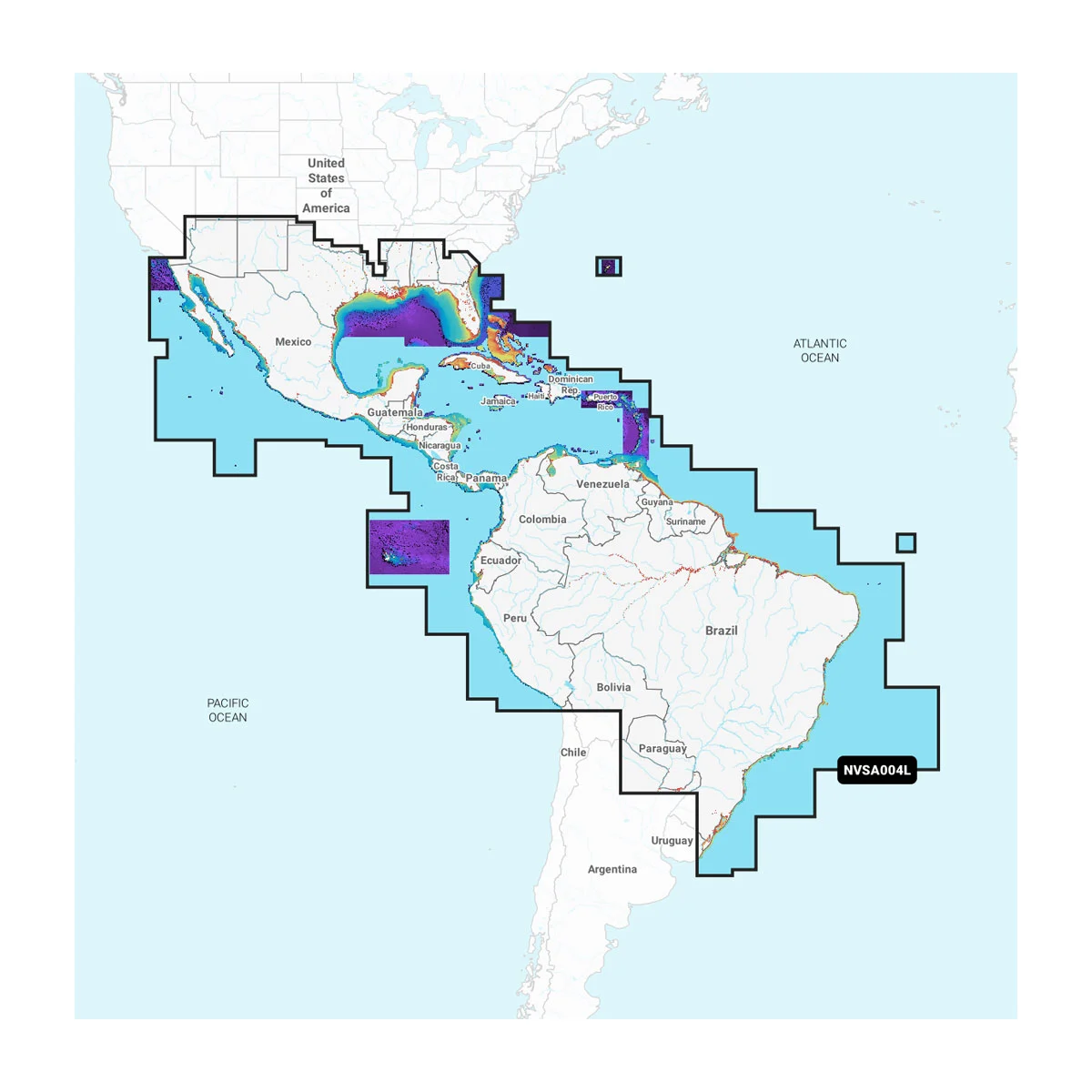 Garmin SA004L Inland & Coastal Marine Charts, Mexico Caribbean to Brazil, 1-Year Subscription