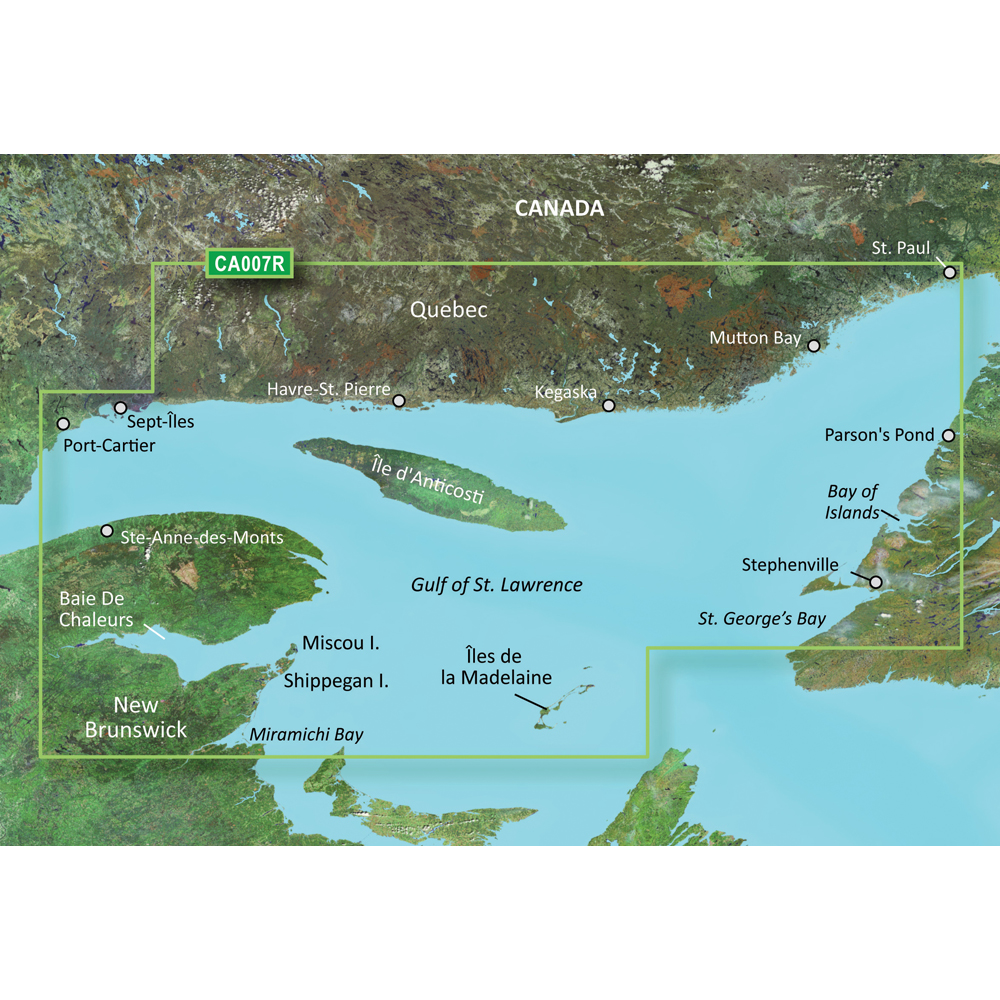 Garmin BlueChart g3 Vision HD VCA007R Coastal Chart, Les Mechins-St. George's Bay