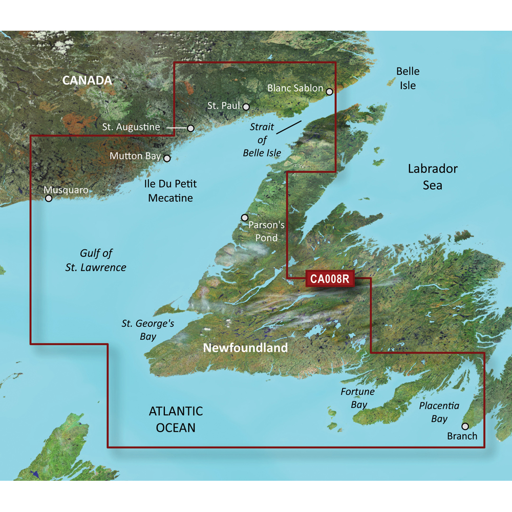 Garmin BlueChart g3 Vision Coastal Chart, VCA008R, Newfoundland West, Auto Guidance