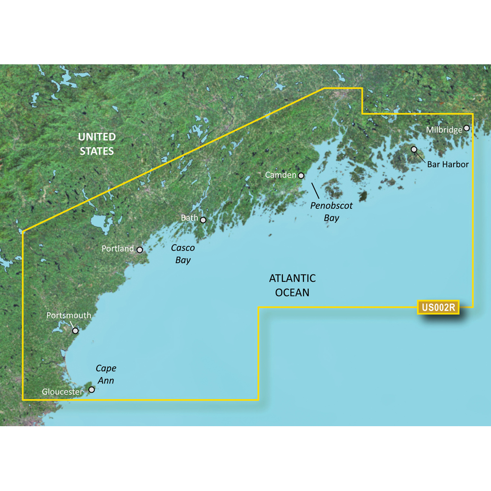 Garmin BlueChart g3 Vision HD VUS002R Coastal Chart, South Maine, Auto Guidance, 1 ft Contours, High-Resolution Relief Shading