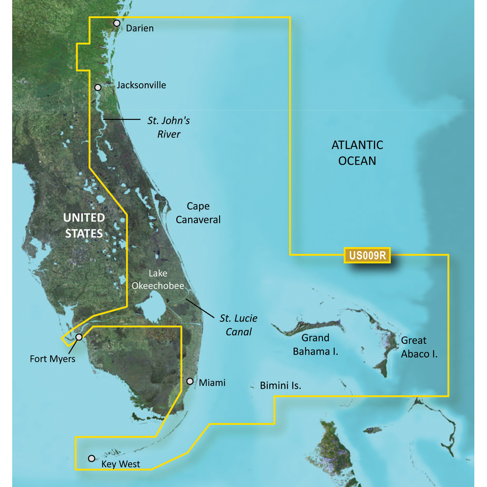 Garmin BlueChart g3 Vision HD VUS009R Coastal Chart, Jacksonville to Key West FL, Auto Guidance, High-Resolution Satellite Imagery, MarinerEye and FishEye 3D Views, NOAA Raster Cartography, Relief Shading, 1 ft Contours