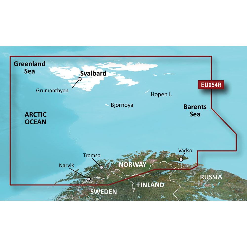 Garmin BlueChart Coastal Chart, HXEU054R Vestfjorden Svalbard Varanger