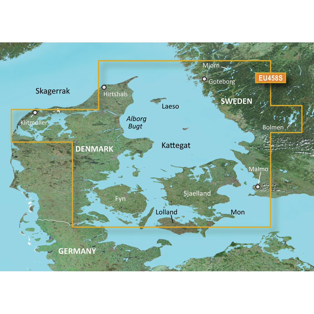 Garmin BlueChart g3 Vision HD Electronic Chart, VEU458S Göteborg to Fyn, Auto Guidance, Depth Range Shading Up to 10 Depth Ranges, 1 ft Contours, Shallow Water Shading
