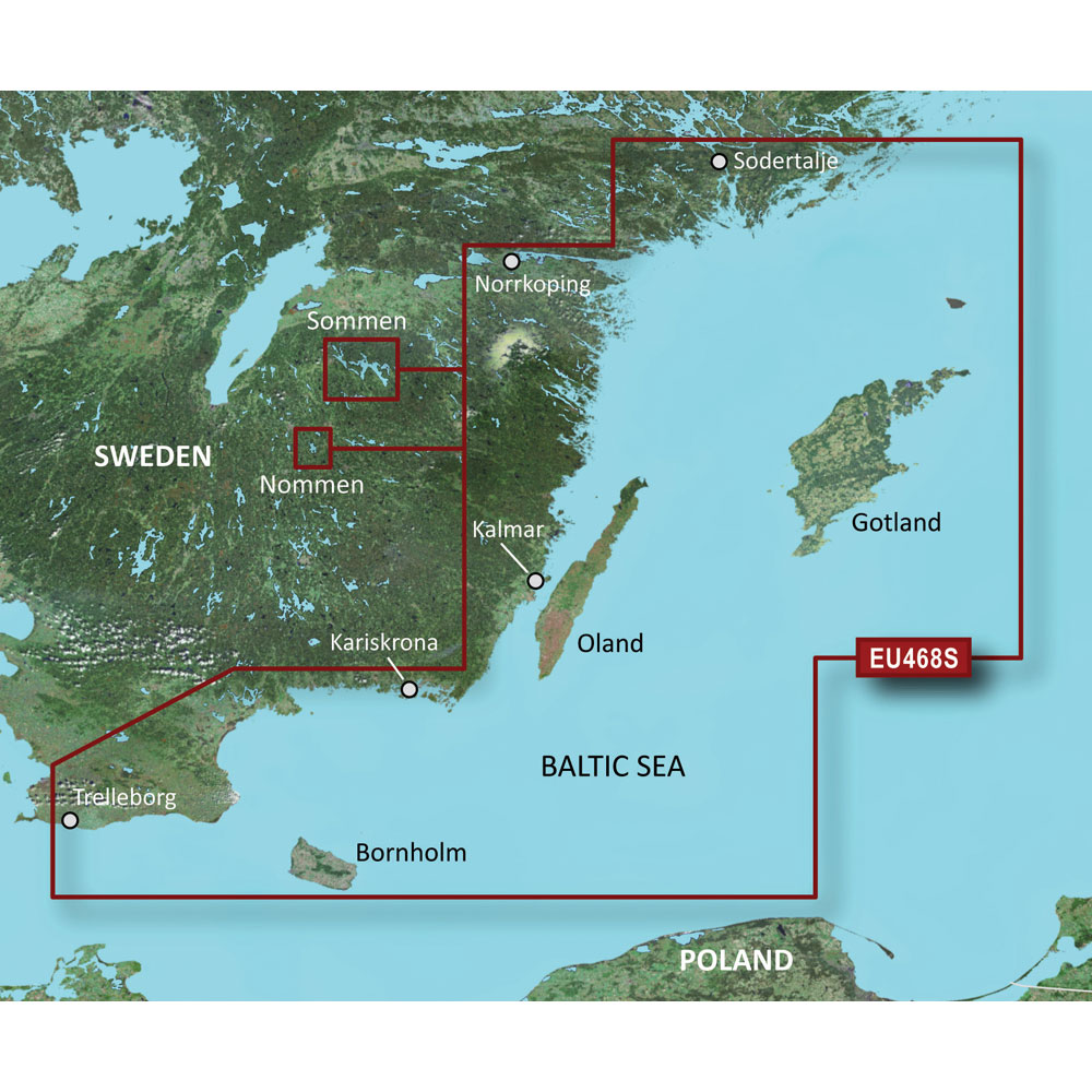 Garmin BlueChart g3 Vision HD Electronic Chart, VEU468S Södertälje to Trelleborg Coverage, Auto Guidance, 1 ft Contours, Satellite Imagery, 3D Views