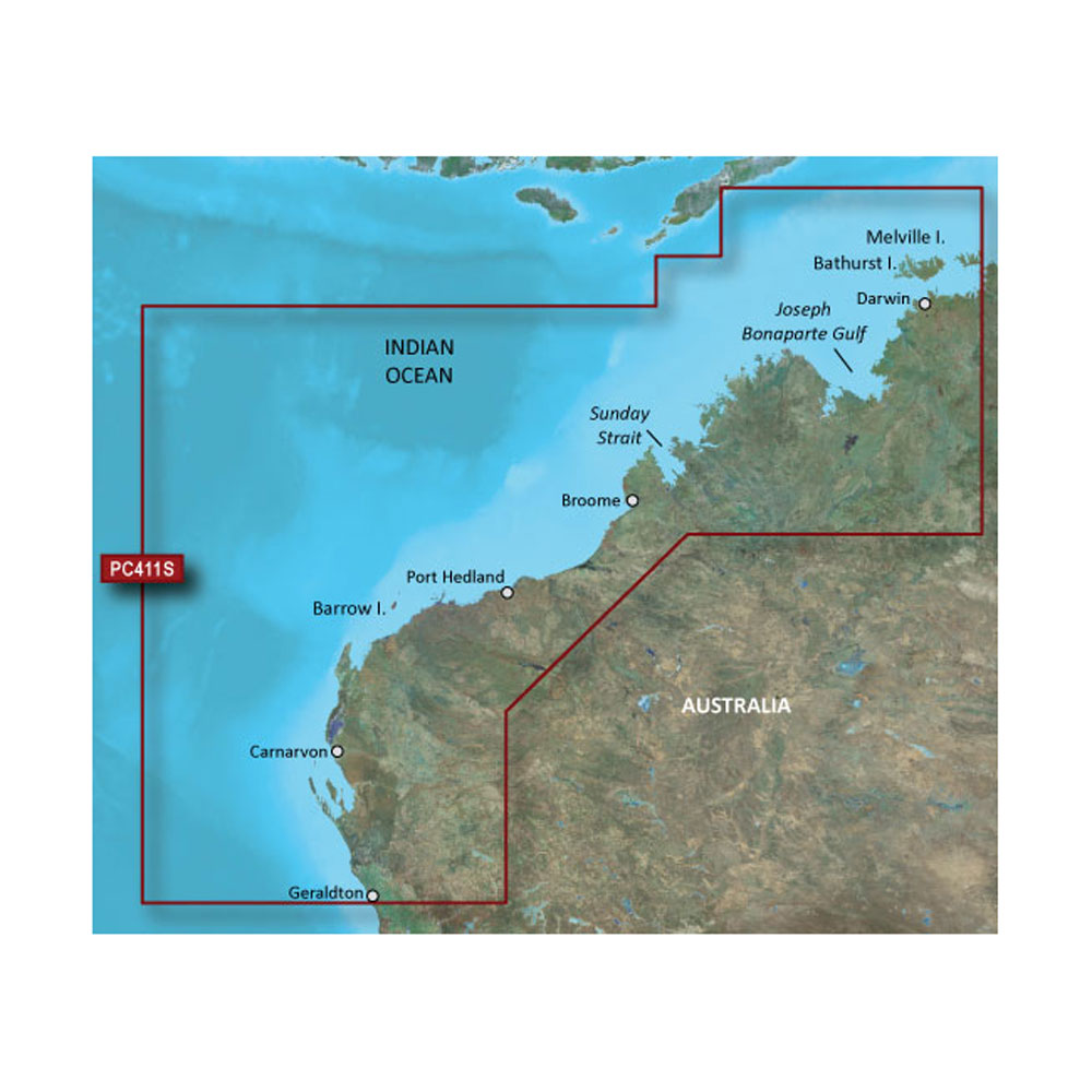 Garmin BlueChart g3 Coastal Chart, Australia Geraldton to Darwin, Integrated Navionics Data, Auto Guidance