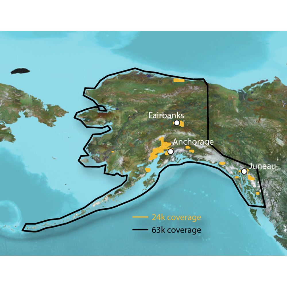Garmin TOPO Alaska Enhanced Topographic Map, 24K/63K Coverage, Routable Roads, Searchable Points of Interest, 3-D Terrain Shading on Compatible Devices, BLM Township/Range/Section Data