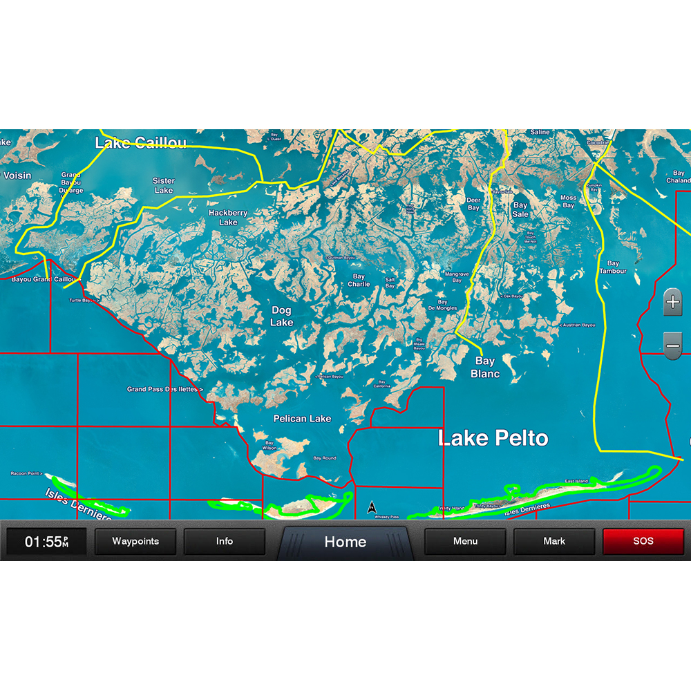 Garmin Standard Mapping Louisiana Central Chart microSD/SD Card, Premium, Statewide Coastal Aerial Overlay, Local Waterway Names, Recommended Routes, Offshore Lease Blocks, Wildlife Management Areas