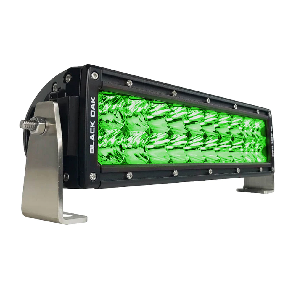 Black Oak - Double Row Combo Green Hog Hunting Light Bar - 10", 60W, Black
