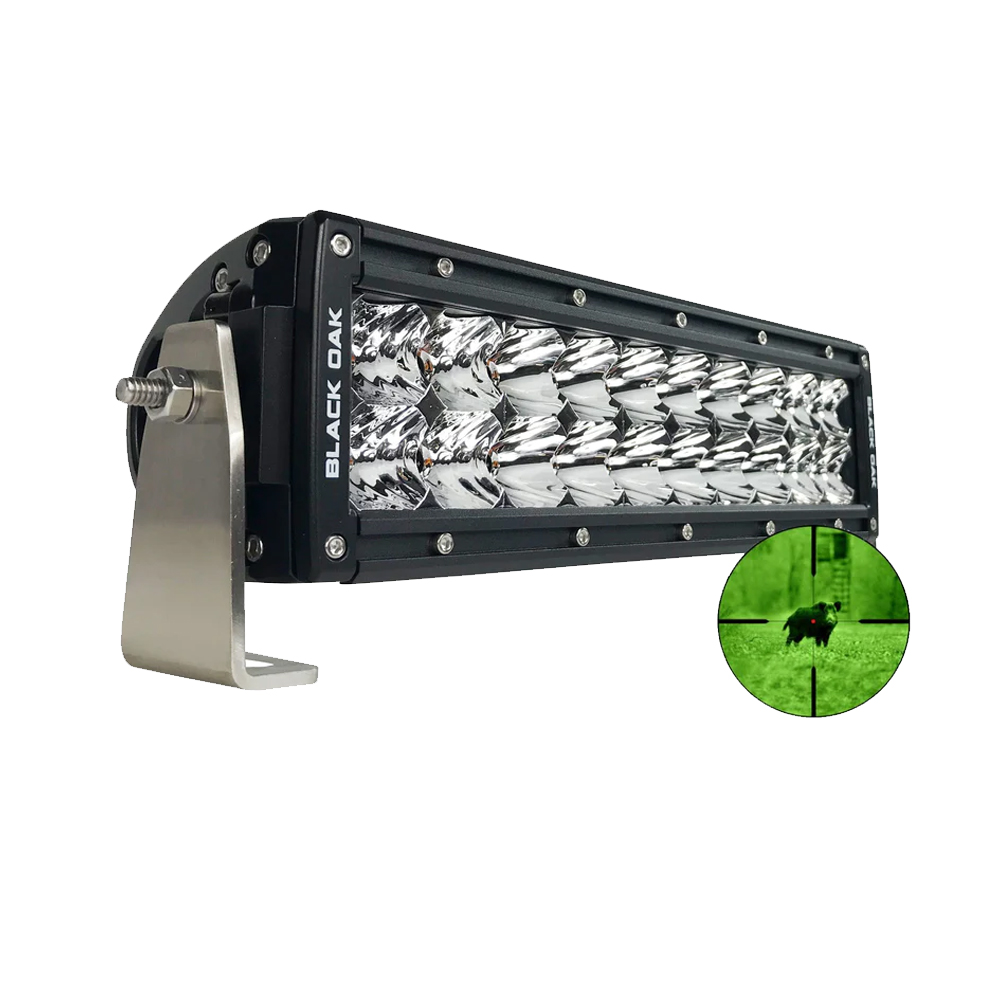 Black Oak - Pro Series Double Row Combo Infrared Light Bar - 10", 850nm, 100W, Black