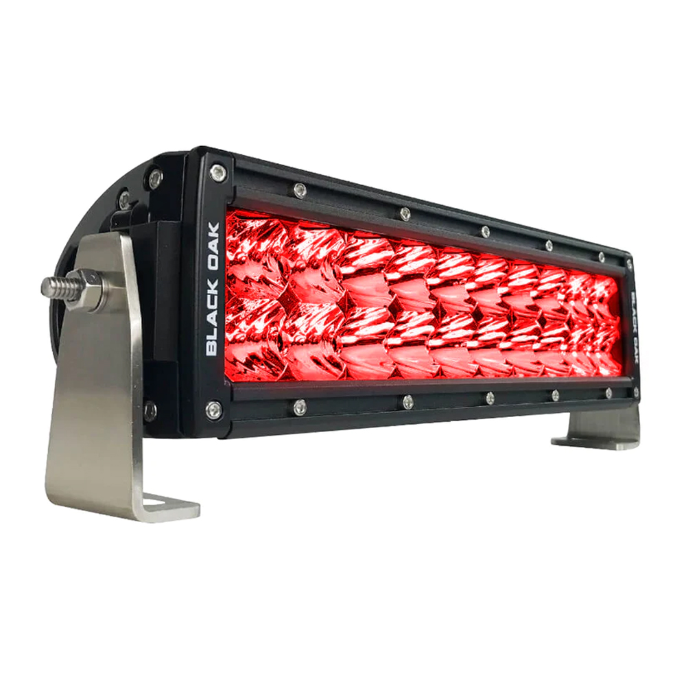 Black Oak - Double Row Combo Red Predator Hunting Light Bar - 10", 60W, 4A, Black
