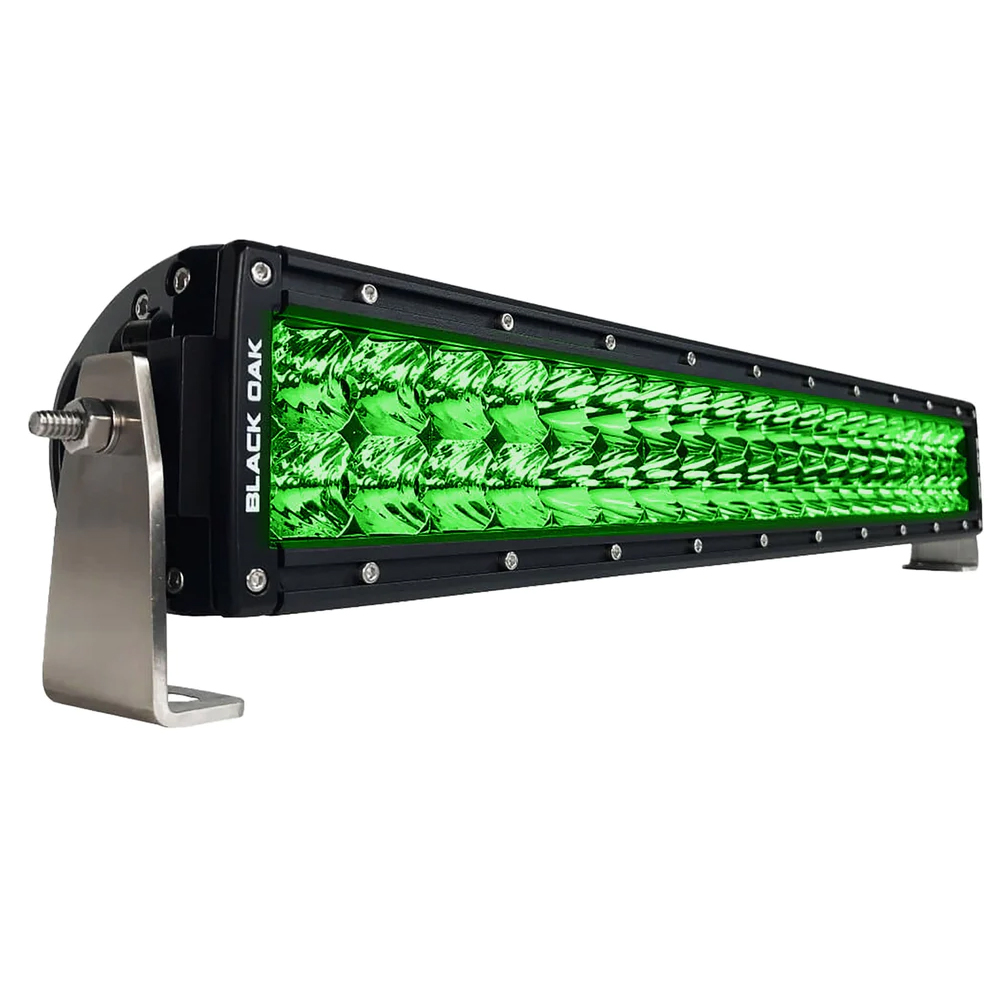 Black Oak - Curved Double Row Combo Green Hog Hunting Light Bar - 20", Black
