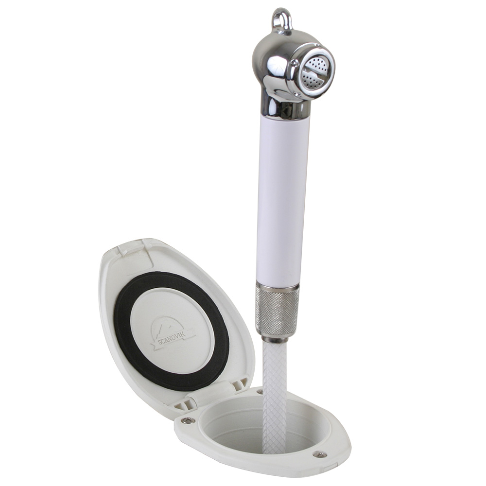Scandvik - Recessed Shower - Push Button, With 6' White Hose