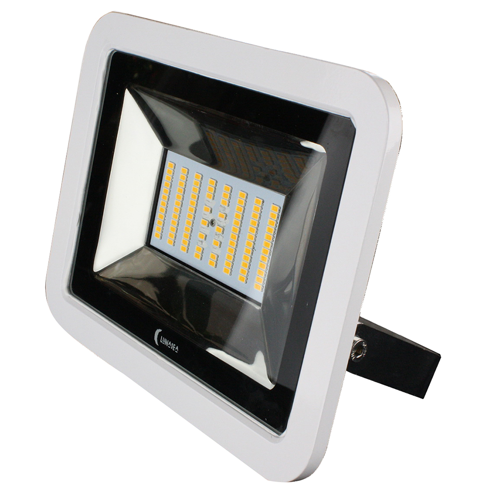 Lunasea - Slimline LED Floodlight - 35W, 120/240VAC, Cool White, 4500 Lumens, 3' Cord, White Housing
