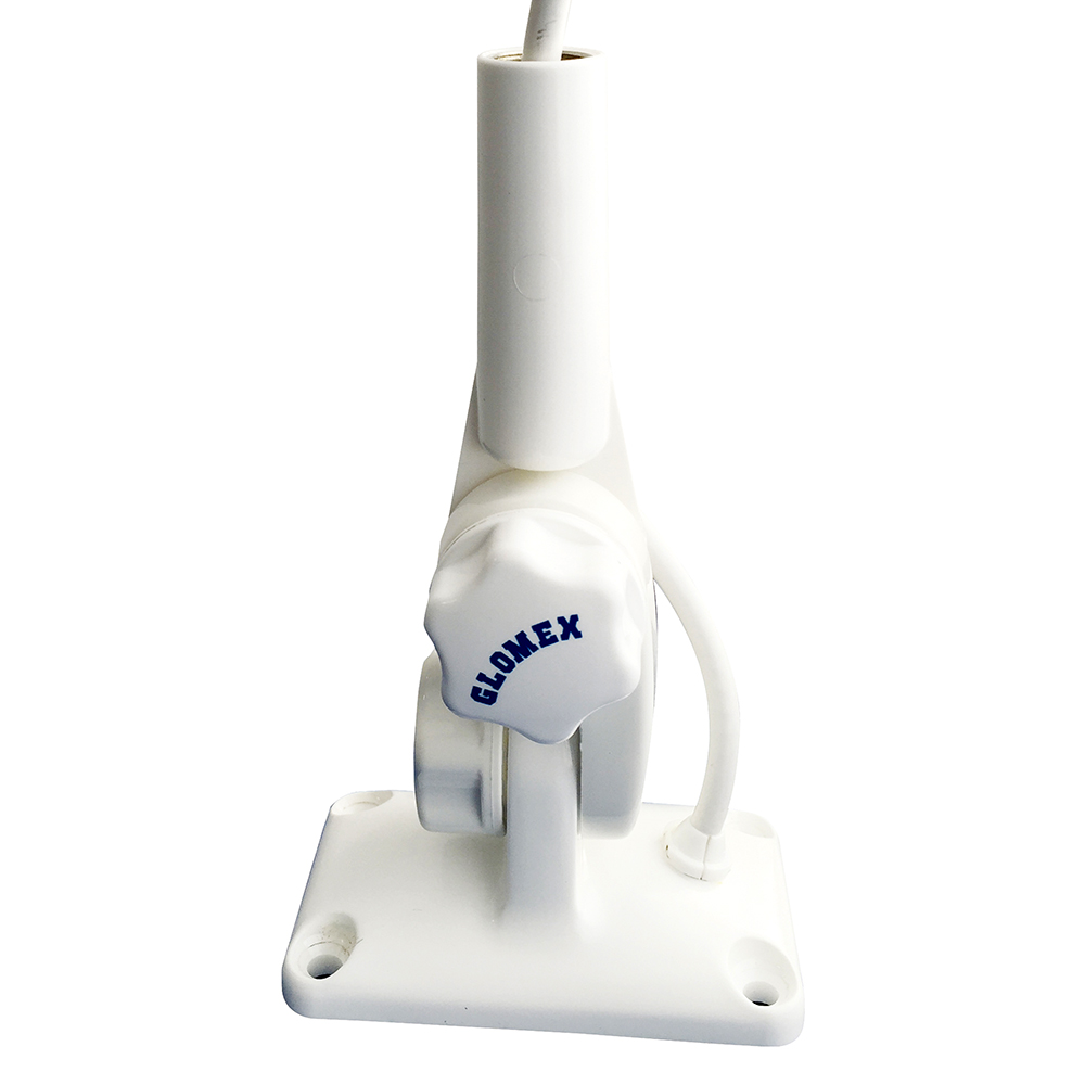 Glomex Marine Antennas - 4-Way Nylon Ratchet Mount - With Knobs, Cable Feed, For Glomeasy Antennas