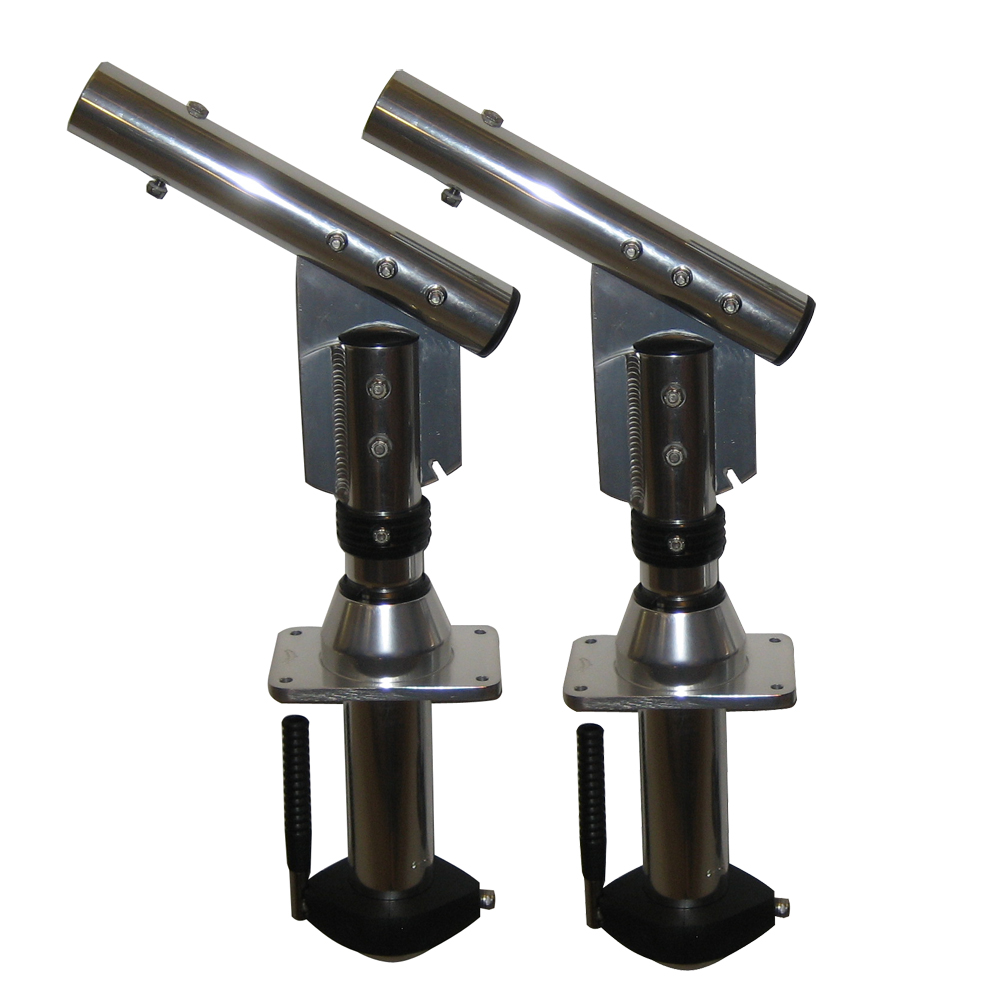 Lee's Tackle - Sidewinder Bolt-In Outrigger Mounts - Lay-Down Version, Silver, Pair