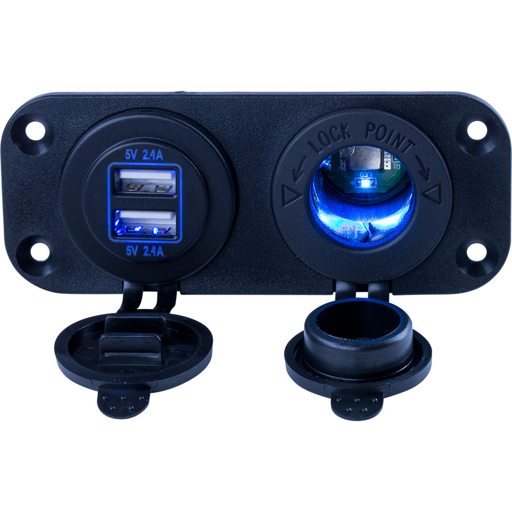 Sea-Dog - Double USB & Power Socket Panel