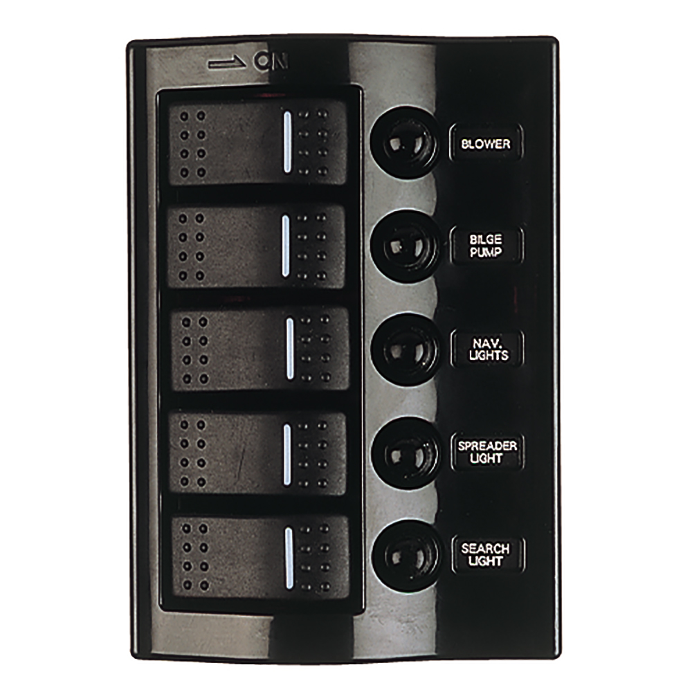 Sea-Dog - Circuit Breaker Panel - 5 Circuit, Wave Style, Nylon